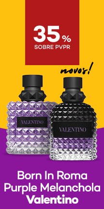 Novos Born in Roma Purple Melanchola da marca Valentino com destaque promocional de at&eacute; 35% sobre pre&ccedil;o de Venda ao P&uacute;blico Recomendado